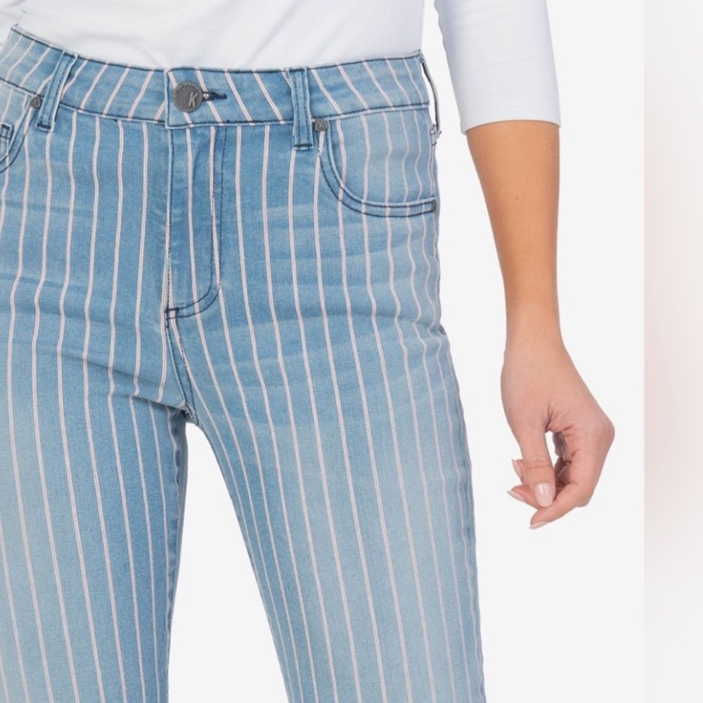 Kut From The Kloth Connie Striped Blue Denim Jeans High Rise Ankle Skinny sz2EUC - Picture 3 of 16